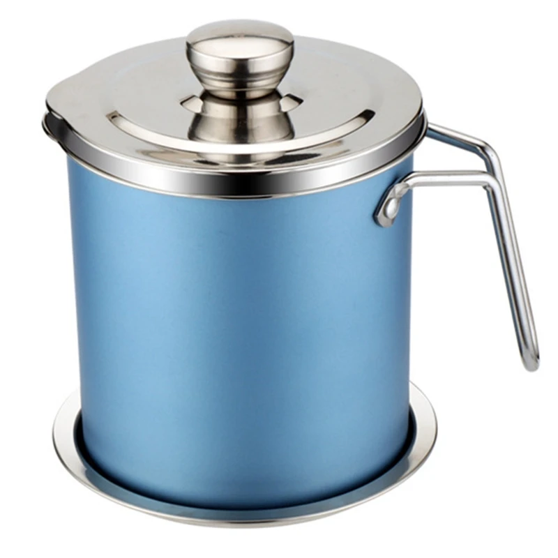

Grease Container Stainless Steel Grease Keeper 1.3L Vinegar Storage Pot with Fine Mesh Strainer Kitchen Cooking Frying