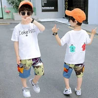 kids boys clothes boy summer clothing sets short sleeves print tops shirt pant suits children clothing set 4 5 6 8 10 12 years