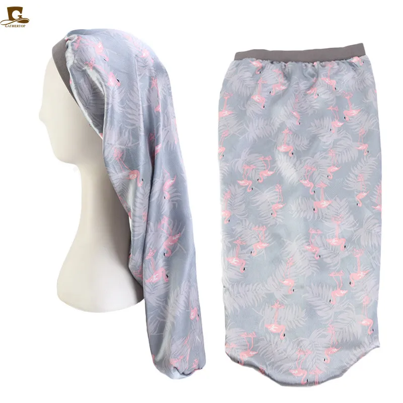 Новая модная Длинная атласная шапочка для сна с высокоэластичной лентой волос