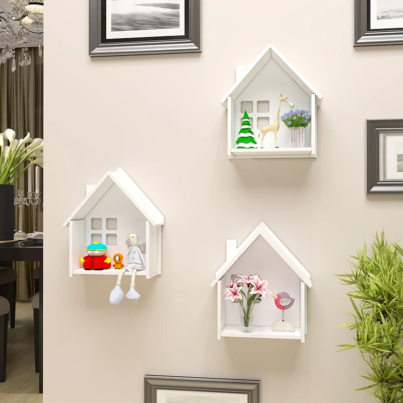 

Wall Decoration Storage Shelf Living Room Bedroom Decoration Shelf Small House Hangers Partition Pendant Decoration Not Punched