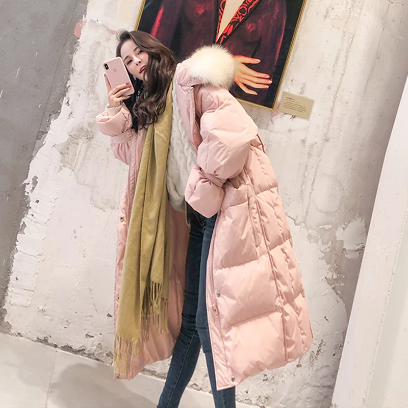 Свободная Повседневная куртка большого размера толстый теплый пуховик