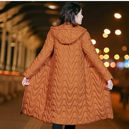 

Cotton suit women warm in winter medium length comfortable and versatile casual thickened band collar
