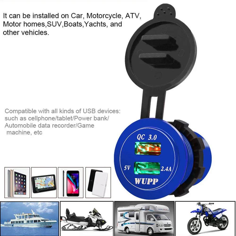 Автомобильное быстрое зарядное устройство QC 3 0 адаптер питания с двумя USB-портами