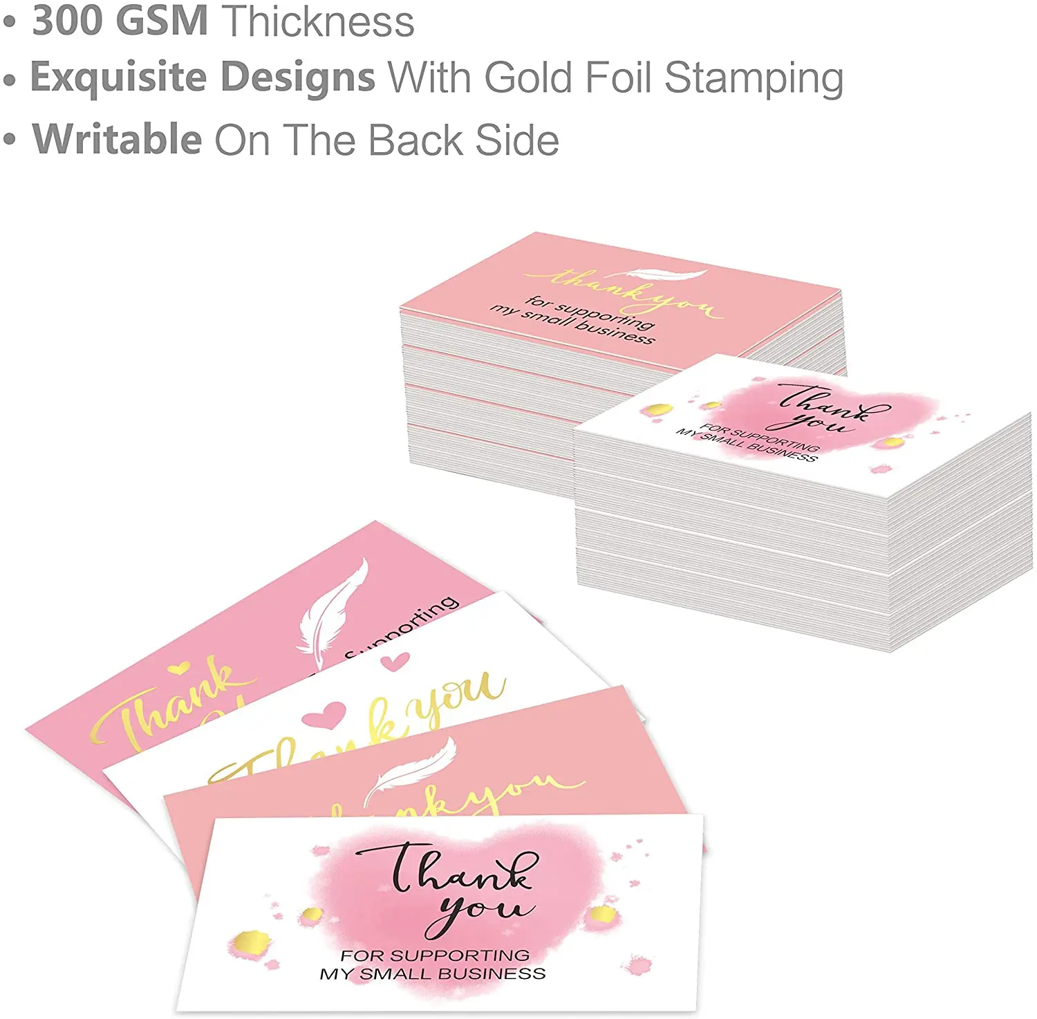 

10pcs Bronzing Thank You for Supporting My Small Business Cards Thanks Greeting Card Appreciation Cardstock Package Gift Decor