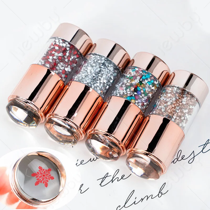 Двойная головка Желейный силиконовый штамп для ногтей скребок набор белый