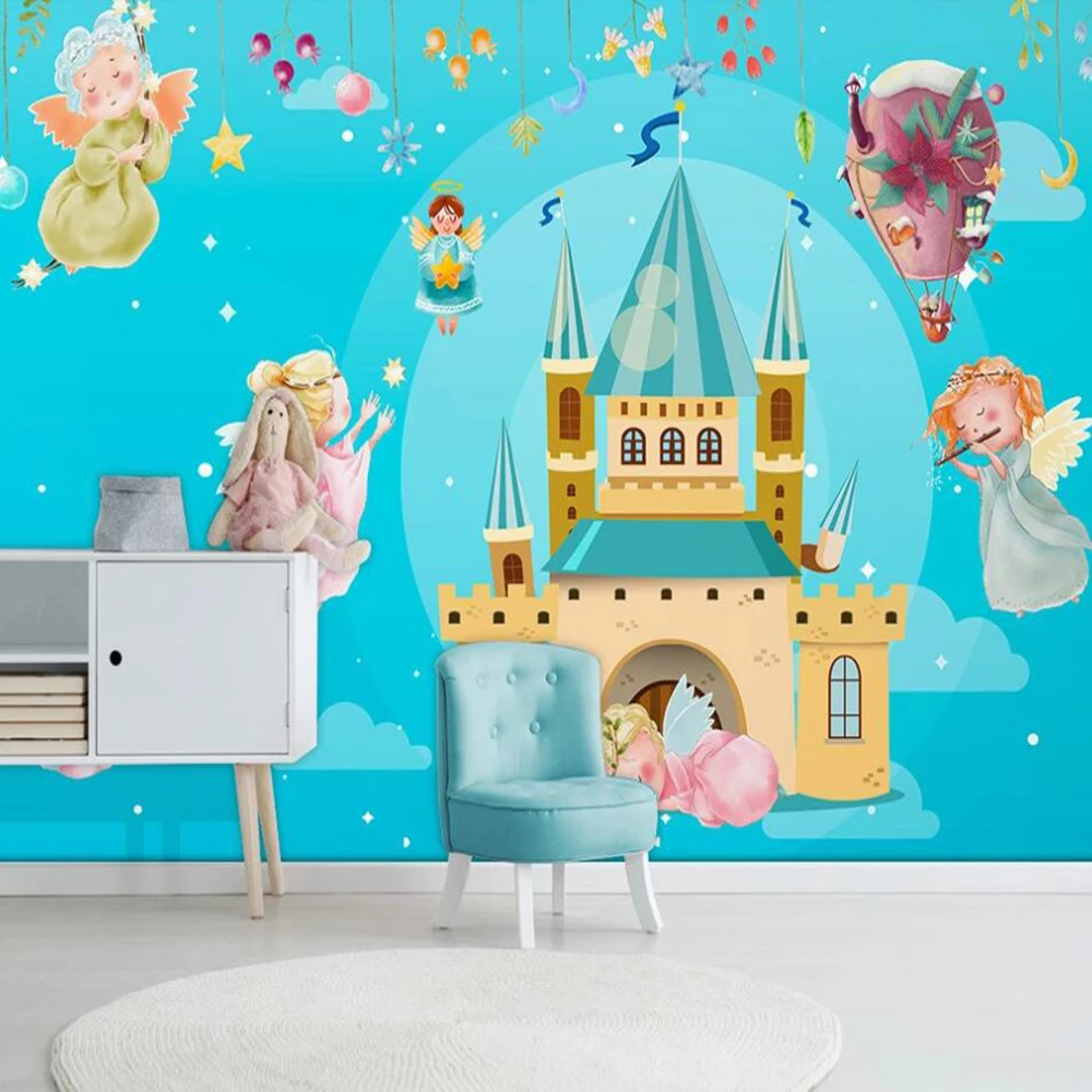 3D обои Milofi на заказ Фреска замок феи эльф воздушный шар фон для детской комнаты