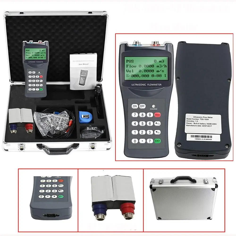 TDS 100H портативный ультразвуковой расходомер небольшой зажим на датчике S2 датчик для трубы диаметром от DN15 до