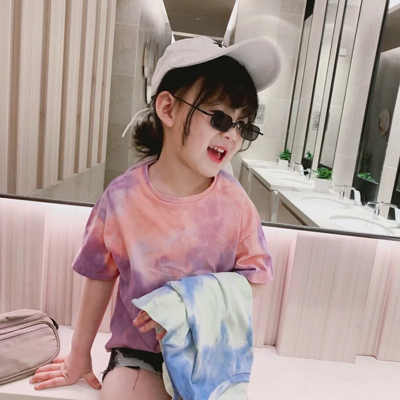 2019 новая детская летняя футболка с галстуком Корейская для мальчиков и девочек