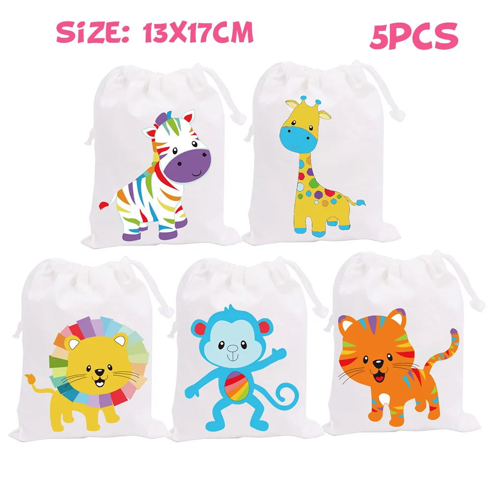 rainbow animal bags Сафари животные тема вечерние украшения коробка приглашения потолок Висячие соломинки Сумки Торт Топпер обертка баннер шар шляпа - Цвет: rainbow animal bags