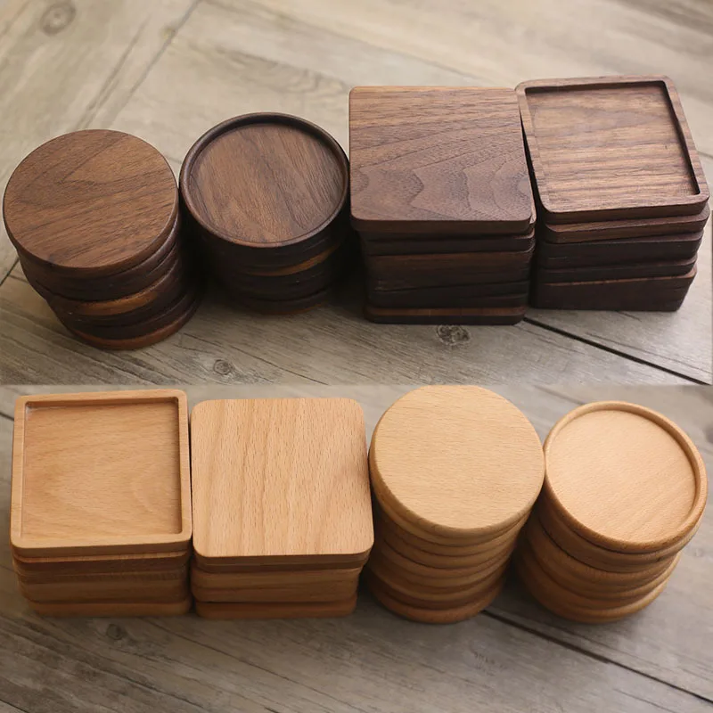 

1/2/4/PCS 8.8cm Wooden Drink Cup Coasters For Glasses Heat Insulation Non-Slip Table Placemats For Table Mat Kitchen Mat Hot Pad