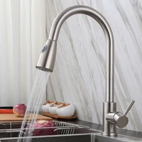 43cm pull out stainless steel faucets household%c2%a0polishing rotate mixer tap multifunction water tap kitchen faucet
