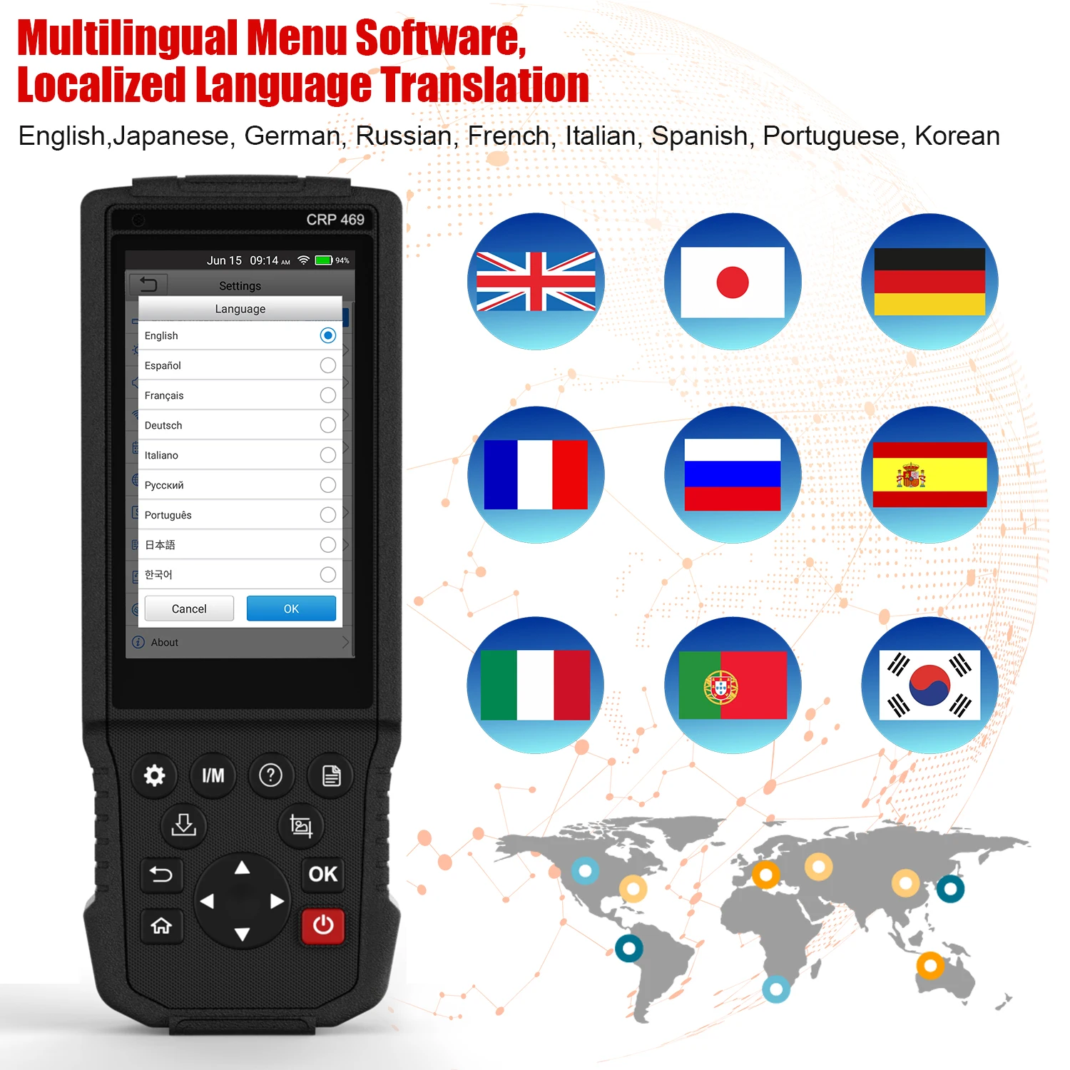 

Launch CRP469 Diagnostic Auto OBD2 Automotive Diagnosis Tool EPB TPMS Oil Reset Service Scanner EOBD JOBD Automotivo Scanner