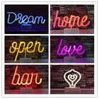 Светодиодные неосветодиодный светильники, настольная лампа с буквенным знаком, художественное украшение для праздника, свадьбы, вечеринки, бара, магазина, спальни, комнаты, открытая мечта, домашний декор