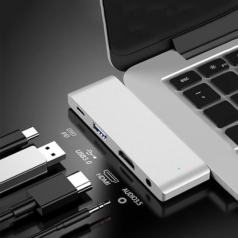 Basix USB C концентратор HDMI адаптер с PD 3 0 5 мм Jack Порты и разъёмы Тип usb док станция для