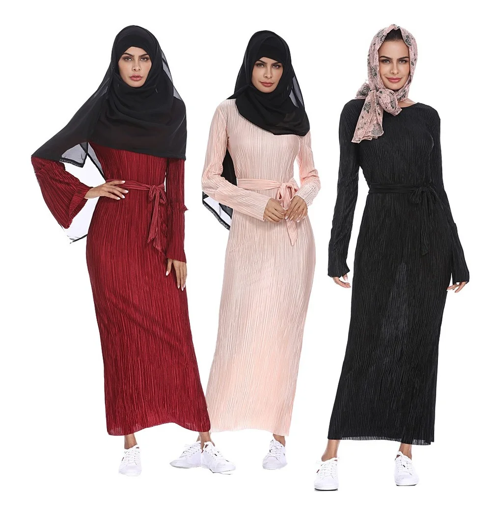 Мусульманское платье Рамадан, Женская Яркая юбка, Женская Арабская одежда, мусульманская одежда, длинный кафтан с поясом, женский халат