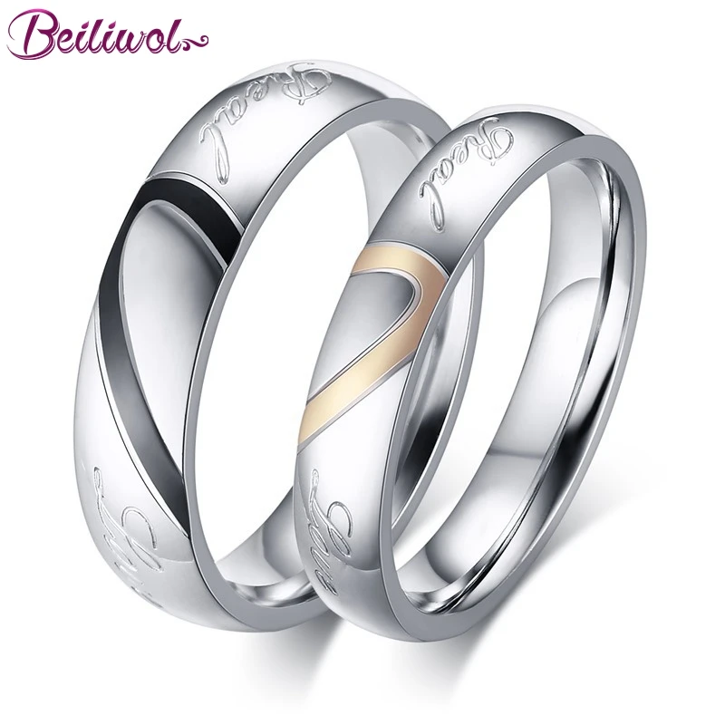 Модные украшения из титановой стали настоящая любовь сердце свадебные кольца