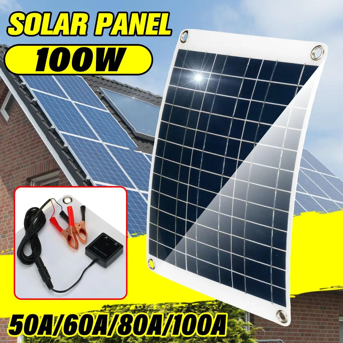 

100W Semi-Flexible Solar Panel Kit With 50A/60A/80A/100A Solar Controller Solar Cells for Car Yacht RV 12V/5V Battery Charger