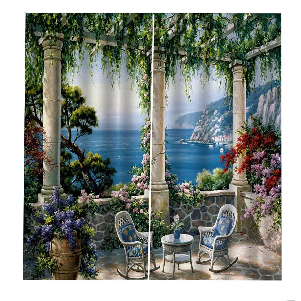 Римские садовые виллы ландшафтные 3D занавески роскошные затемняющие Оконные