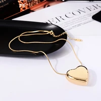 kioozol stainless steel gold color love necklace solid metal necklace for women smooth wedding party accessories 323 ko2