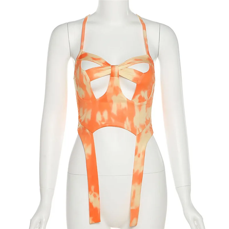 

Sexy Hollow Out Color Graphic Camisole For Women's 2021 New Summer Beach Vacation Club Wear Party Clothing Tank Top Female
