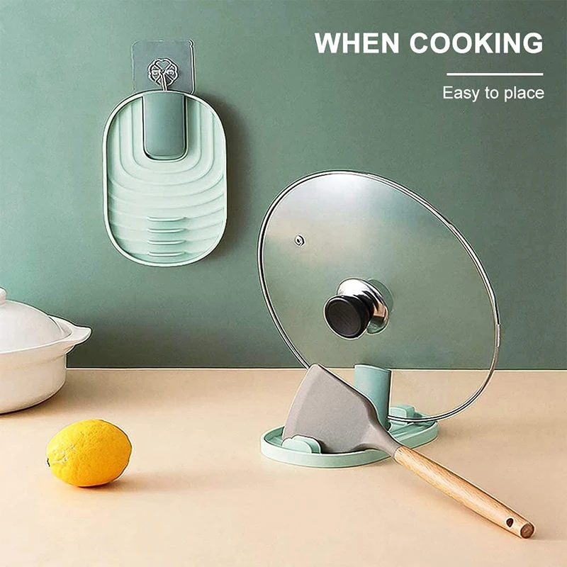 

4 Pack Foldable Pot Lid Holder,Rest with Drip Pad,Kitchen Utensil Rest for Spoons Lids Spatula Tongs,Storage Rack