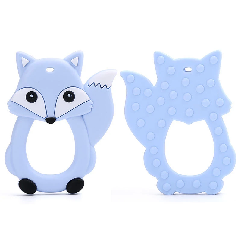 

2 Pcs Cartoon Fox Infant Baby Teether Silicone Pacifier Soother Teething Toy Pendant