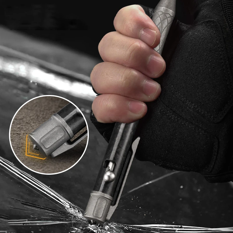 spesifikasi Pena Taktis Serat Karbon Pena EDC Bolt Titanium Alloy Pena Tanda Bisnis Pria Pertahanan Diri
