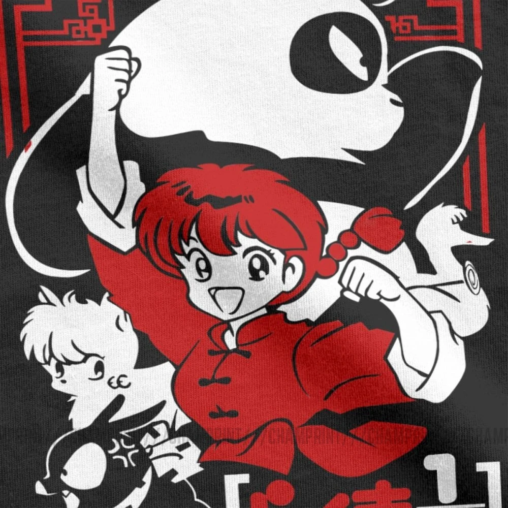 Ranma 12 Мужские футболки Аниме Манга Akane P Chan Ryoga Rumiko Martial Pig милые с пандой коротким