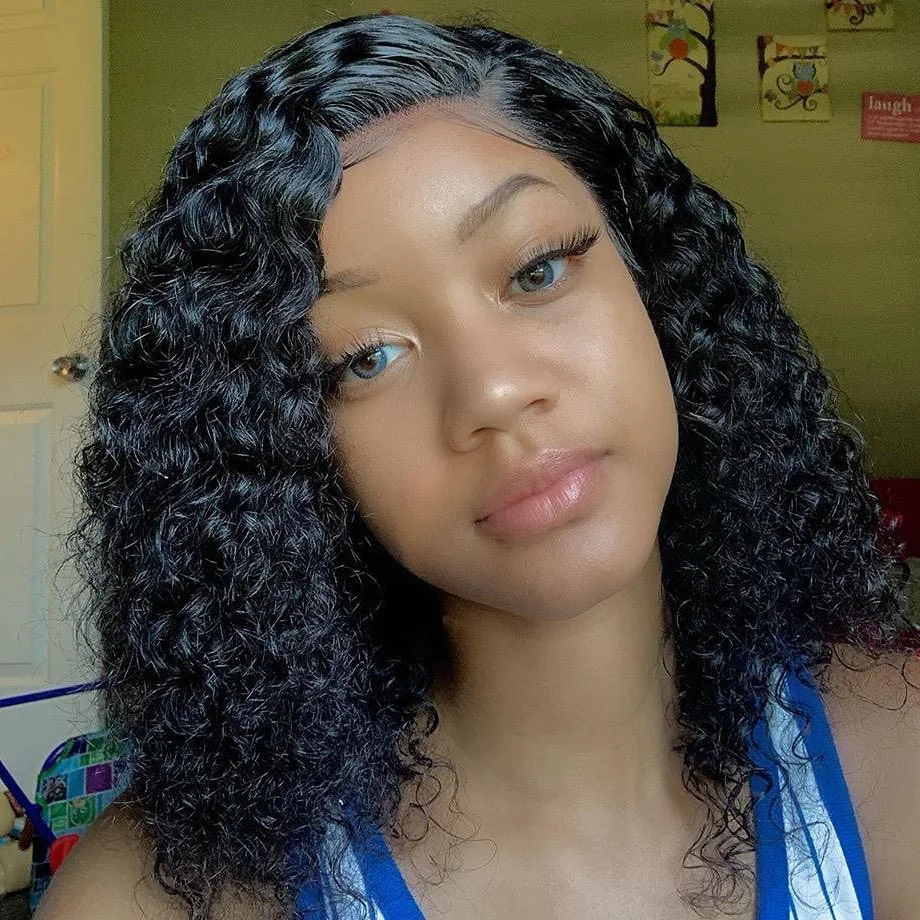 Кудрявые короткие Bob13×6 кружевные передние человеческие волосы парики