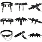 Новинка, женские эластичные подвязки из искусственной кожи, ремни в форме сердца, ног, шеи, кольца для девушек в стиле панк, регулируемые подвязки на бедро, зажим, искусственные подтяжки