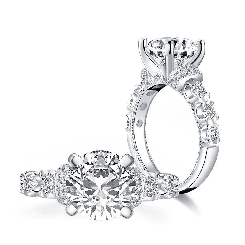 

2.6 Ct Round 925 Sterling Silver Ring Synthetic Diamond Fine Jewelry Ring for Women Wedding Party Gift Wholesale