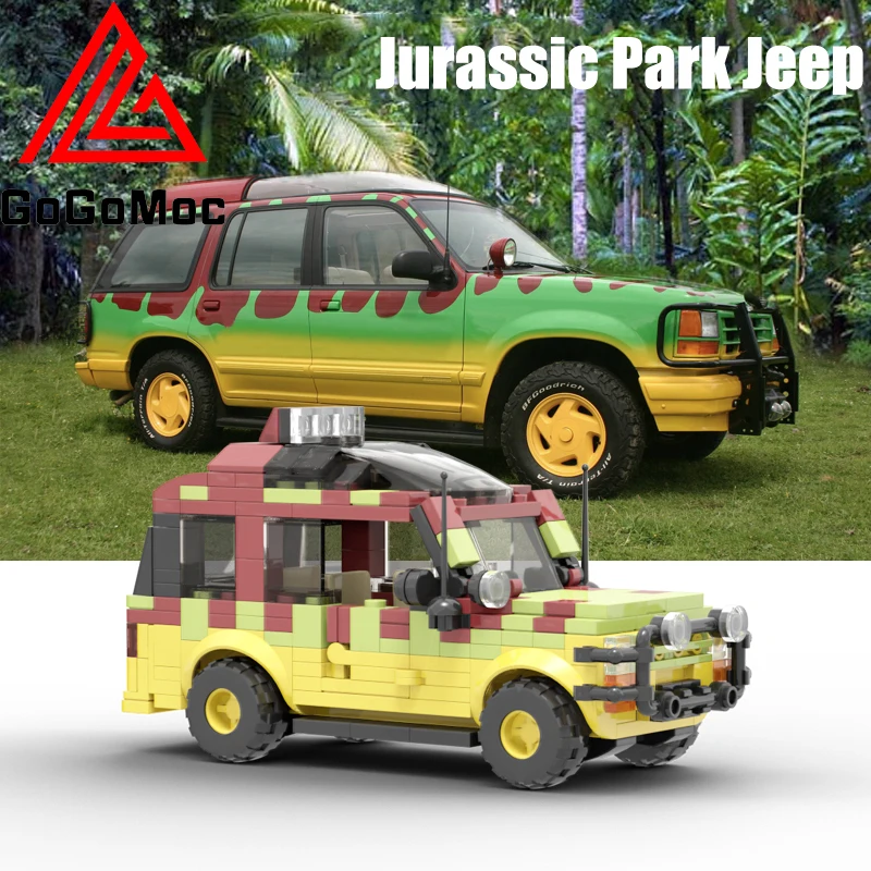 

MOC High-Tech Car Jurassic Park World Camper Tour Vehicle Model Building Blocks Explorer City Suv Bricks Toys For Children Gifts