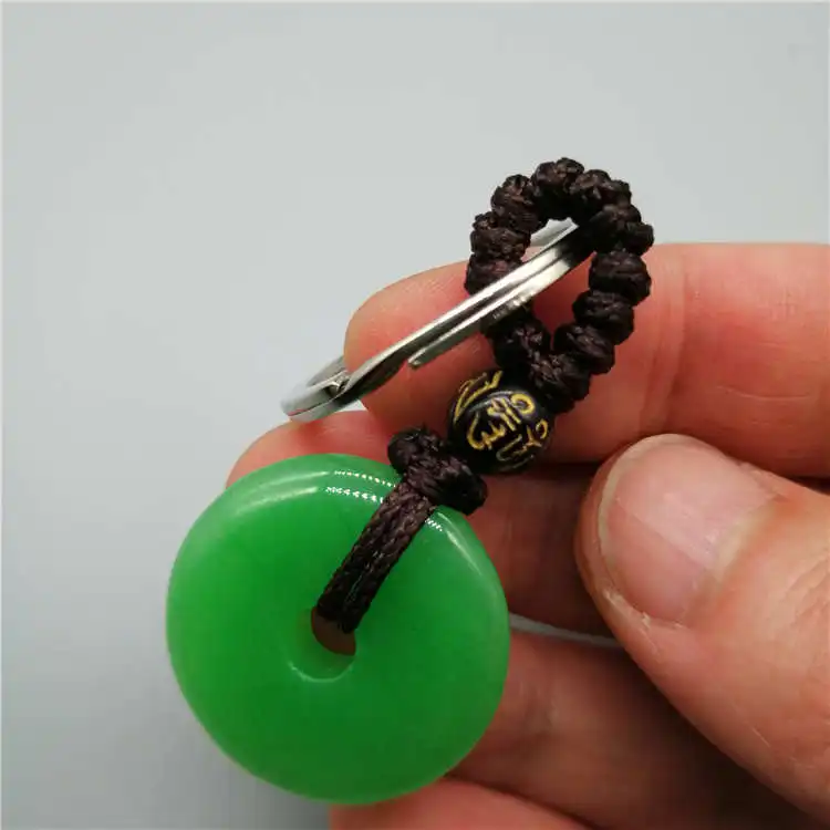 Красивый оптовый китайский натуральный ручной резной Harmony Lucky Green нефрит брелок +
