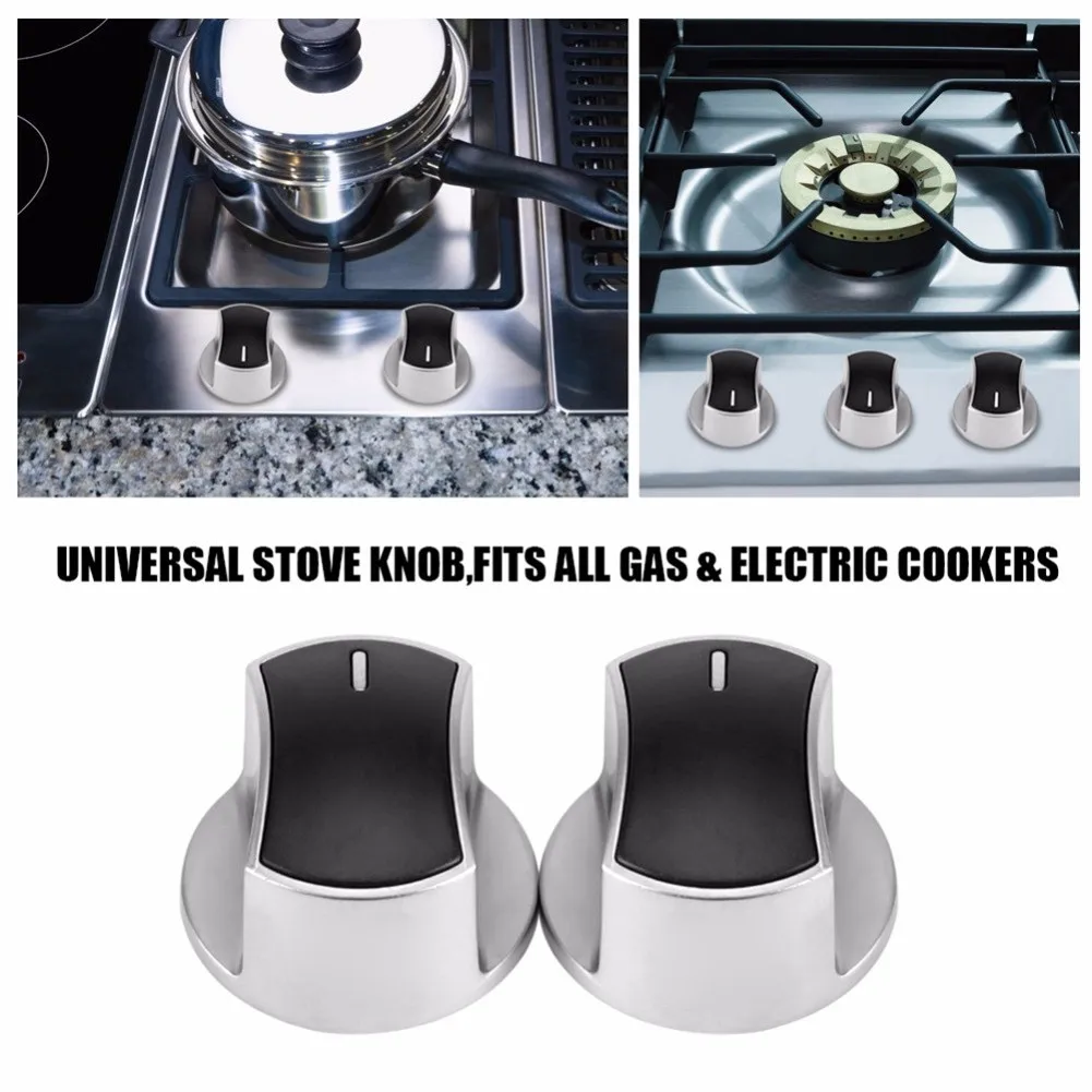 

6X Metal Angle: 45° Gas Stove Knobs Cooker Oven Hob Kitchen Switch Control Knob Silver Brand New And High Quality.
