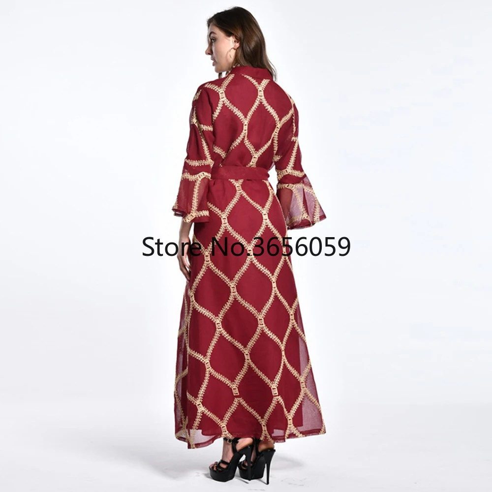 Платья для женщин Abaya Дубай Турция мусульманское Сетчатое платье кафтан