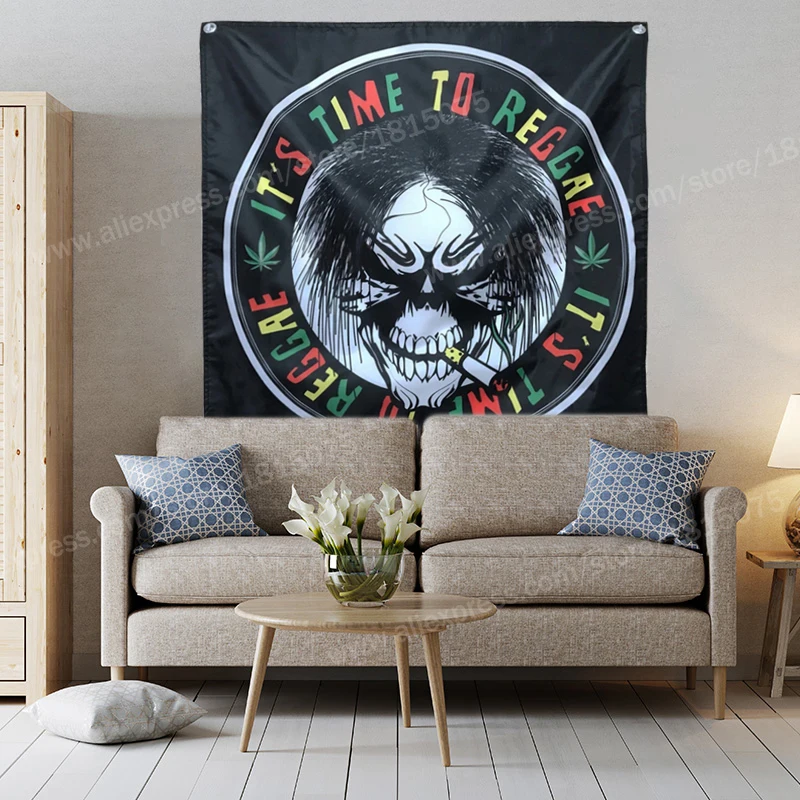 It Is The Time Flag Banner Music Rock Rasta Reggae Jamaica Home Decoration Hanging 4 Gromments 4*4FT 120*120CM |