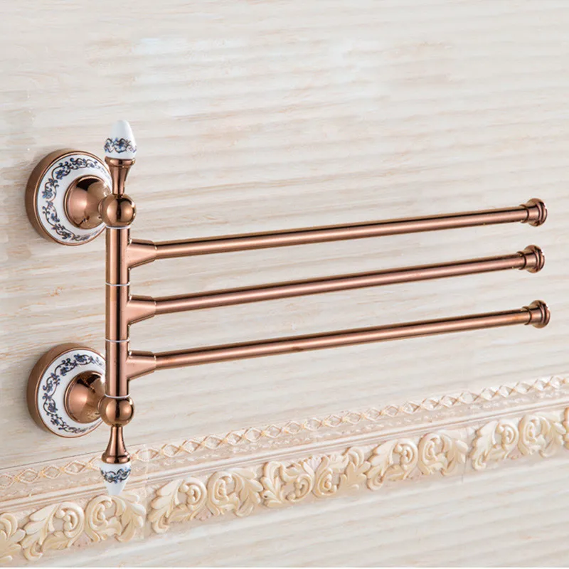 Латунная Складная Вращающаяся вешалка для полотенец 3 полоски | Обустройство
