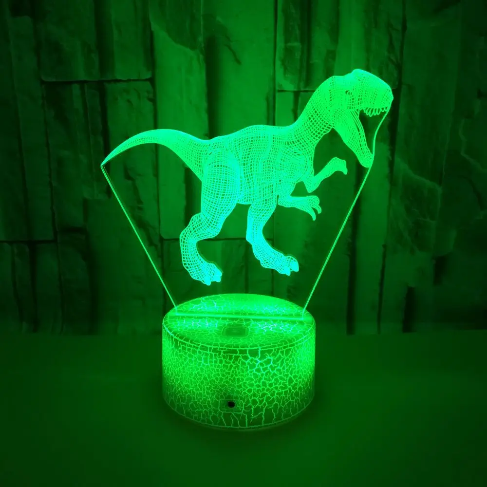 

Новый цветной сенсорный 3d ночной Светильник с динозавром, светодиодный Ночной светильник с стереовидением, декоративный светодиодный свет...