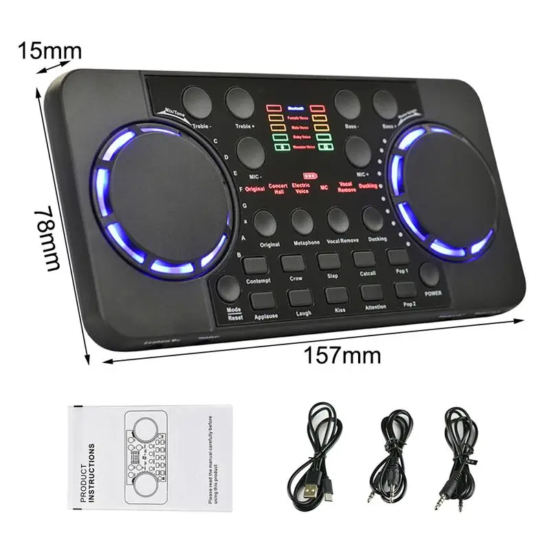 Внешняя звуковая карта V300 PRO Mini для сотового телефона USB микрофон в реальном