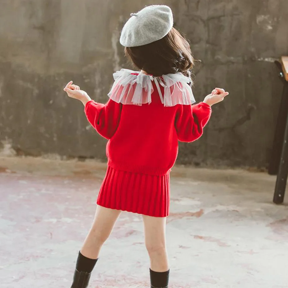 Dresses For Girls Dress Solid Knitted Kids Sweater Girl Autumn Winter Toddler Clothing 6 8 10 12 14 Year | Детская одежда и обувь