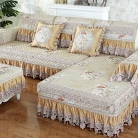 champagne european lace sofa cover luxury cotton linen sofa towel slipcover non slip cushion pillowcase sofa set for living room