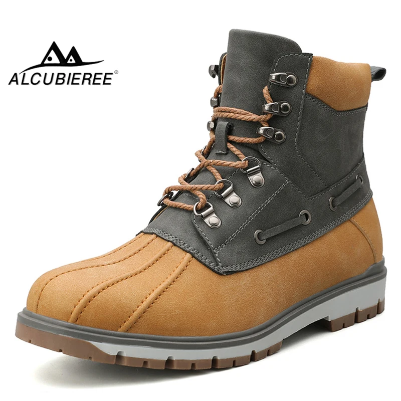 

Мужские зимние ботинки ALCUBIEREE, уличные Нескользящие рабочие ботинки до середины икры, водонепроницаемые теплые зимние ботинки на меху, Обув...