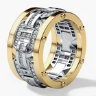 Мужское двухцветное кольцо из серебра 925 пробы, с белым сапфиром, 14 к, с бриллиантами