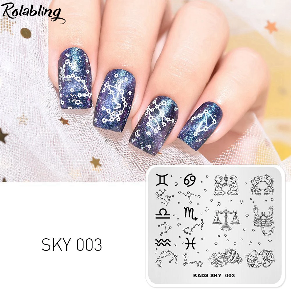 Rolabling Sky Constellation Twins Libra Crab Pisces Scorpio Aquarius шаблоны Сделай Сам изображение маникюрная