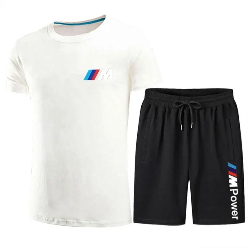 

2021 Men's Fitness Sports T-Shirt Jogging Shirt Short-Sleeved Men Clothing BMW Tops Sports Leisure Quick-Drying Sets