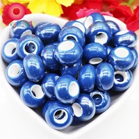 10pcs color ceramic porcelain beads large hole bubblegum rondelle diy spacer beads fit pandora bracelet pendant charms necklace