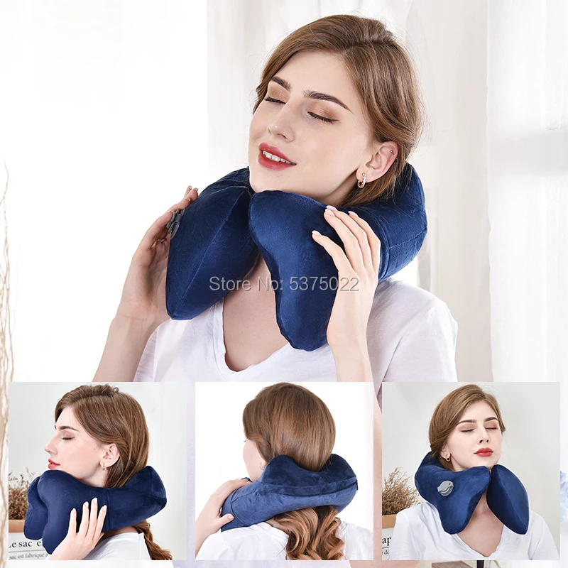 

Travel Neck Pillow Inflatable neck support pillow for airplane train travel