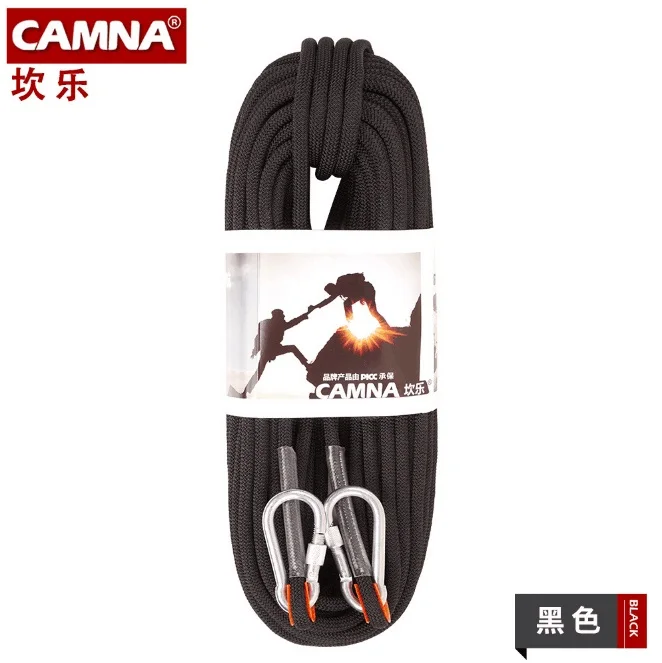 

10M/set 10.5mm 2700kg dynamic safety rope,rock climbing rope downhill,auxiliary accessory rope with carabiner FREE SHIPPING