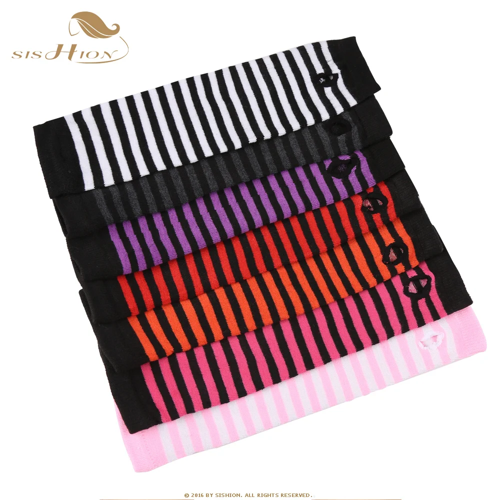 Женские трикотажные перчатки без пальцев SISHION мягкие полосатые налокотники с