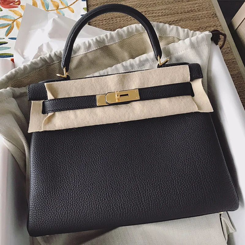 

2019 new Kelly bag cowhide women's bag Togo lychee grain cowhide One Shoulder Messenger Handbag bridal bag